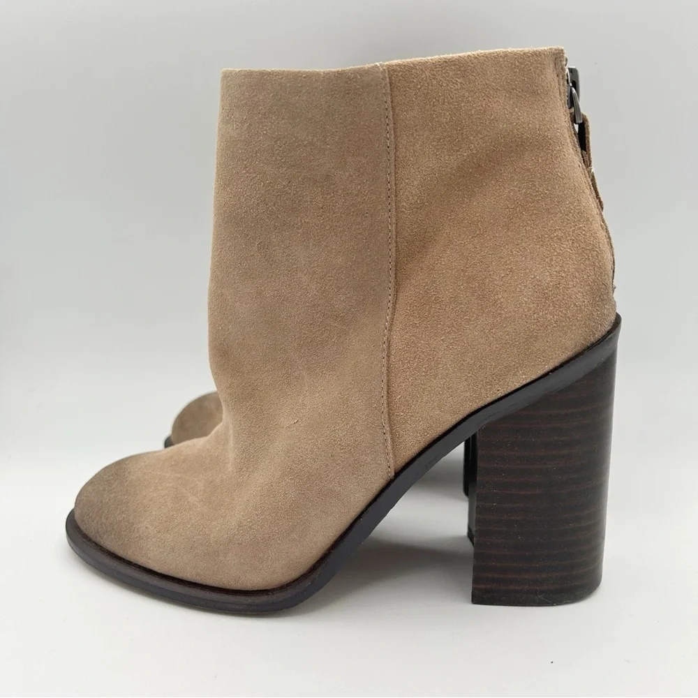 Kelsi Dagger‎ Brooklyn Huron Latte Suede Booties Chunky Heel 7.5